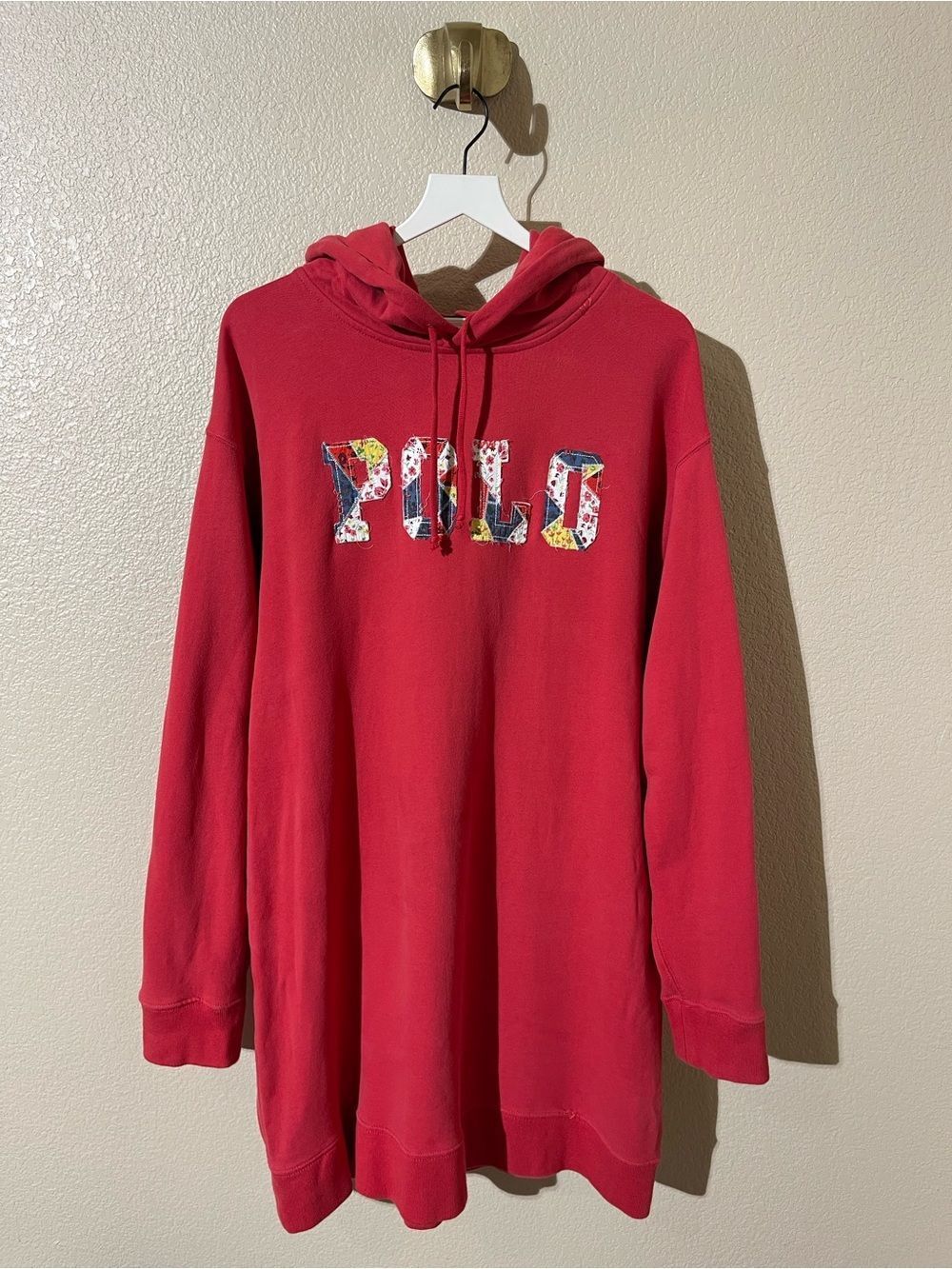 Polo by Ralph Lauren Red Hooded Dress with Multicolor Patch Logo